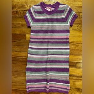 Girls sweater dress / shimmer purple striped size XL